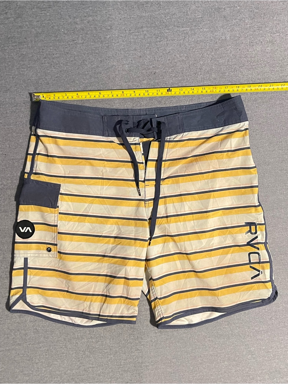 RVCA Men’s‎ Yellow and Gray Striped Boardshorts